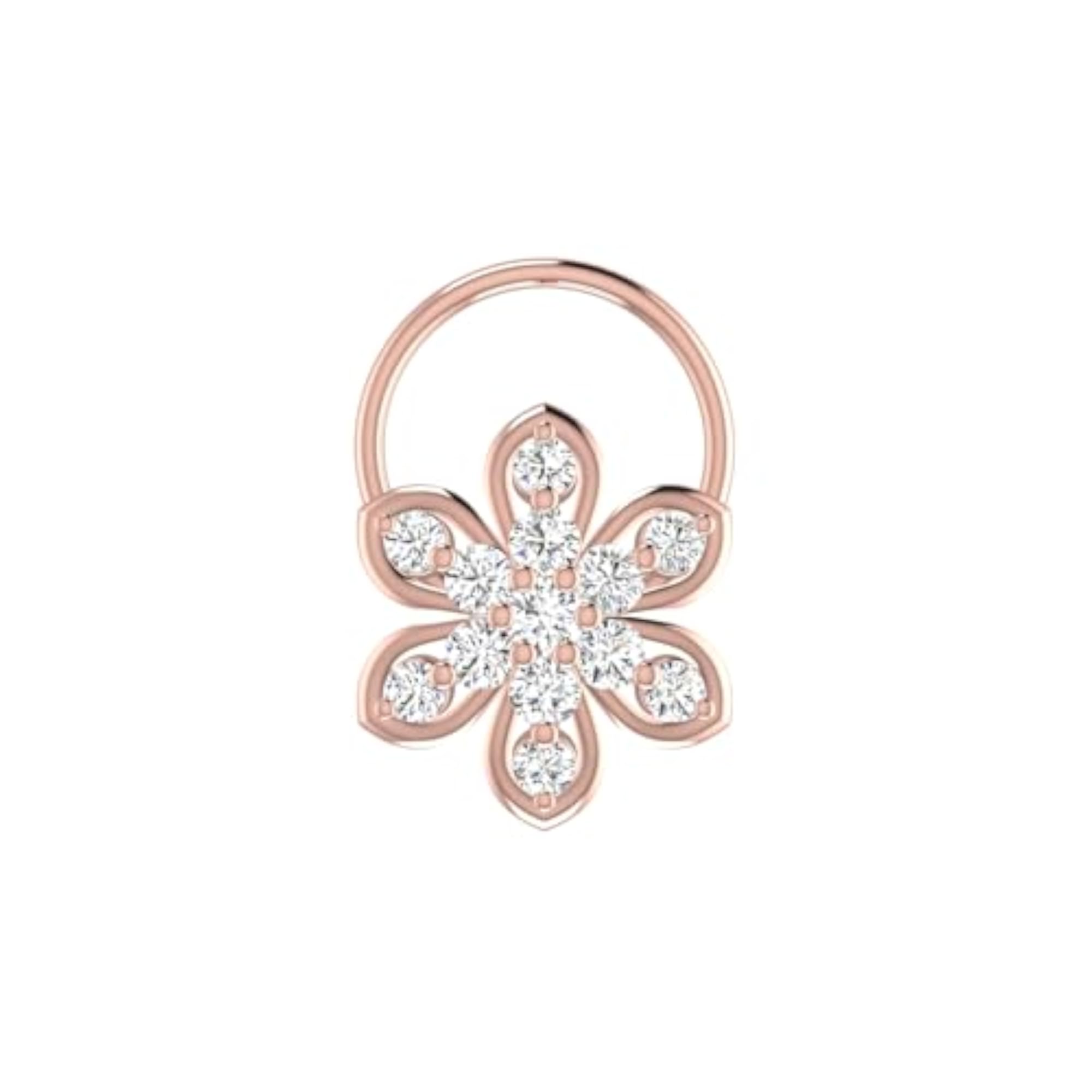 Women's 9K BIS Hallmarked Rose Gold Stud Nosering, Elegant