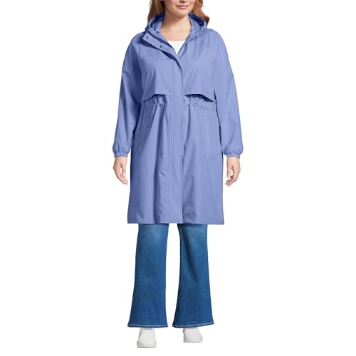 Lands' End Women's Long Packable Raincoat in Light Periwinkle, Size Small