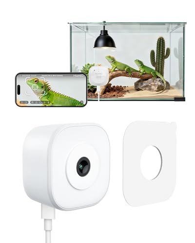 HomiQ Reptile 3MP Terrarium Monitoring Camera Close-Ups Details, 2.4G&5Ghz WiFi AI Color Starlight Vision for Aquarium Pets, Anti-Glare& NO Refelct with 24/7 Events Recording in Easy Magnetic Install