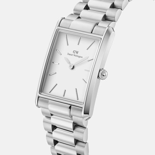 Image of Daniel Wellington Bound Analog Watch for Women with White Rectangle Dial & Silver Stainless Steel Bracelet Band Water Resistant Women's Wrist Watches - DW00100700K