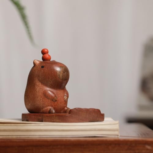 Support de téléphone Capybara en bois et figurine de bureau - 7