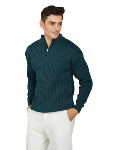 Image of LOQUE Men's Wool Blend Selection Sweater Half Zip High Neck Pullover Warm Casual Winter Wear for Office and Travel