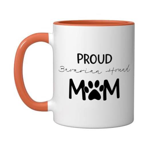 Proud Bavarian Hound Mom Bavarian Mountain Scent Hound Dog Ceramic Mug, Orange/White