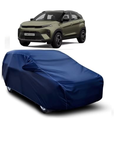Image of Tata Nexon Pure Plus S CNG Car Cover | Water Resistant, Dustproof, UV Protection, All Weather Outdoor & Indoor Body Cover for Tata Nexon SUV (Navy Blue)