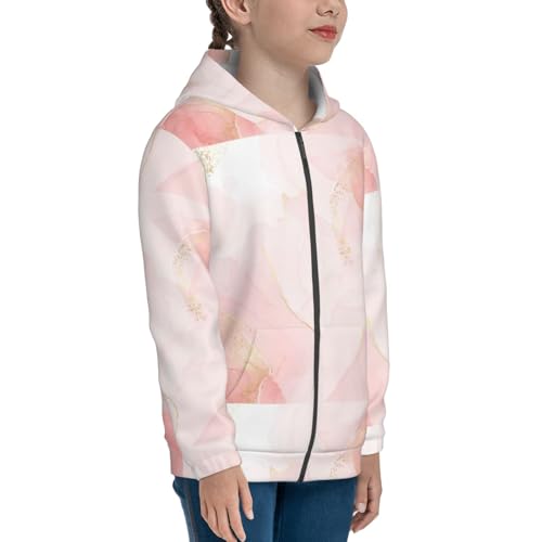 Pink Marble Kid Hoodies Boys Zip Up Sweatshirts Girls Pullover with Pocket4