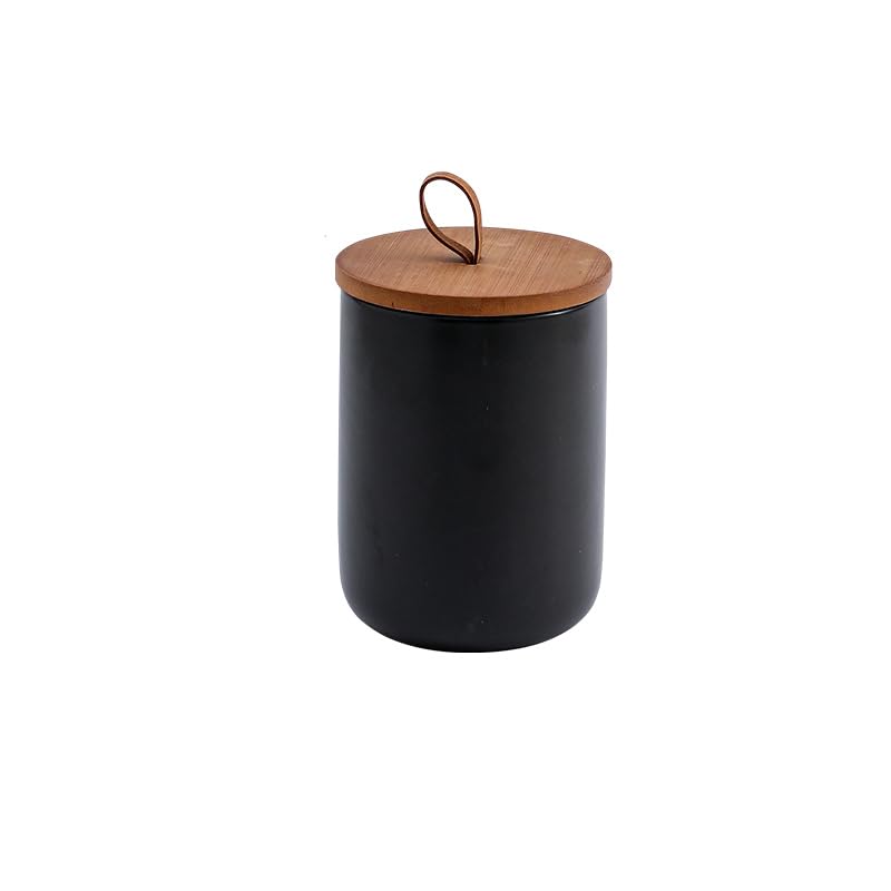 outer treasure Modern Ceramic Jar with Lid Sugar Bowl Coffee Canister Food Storage Jar for Coffee Beans,Sugar,Tea,Spices,ect. (Black 28.15oz/800ml)