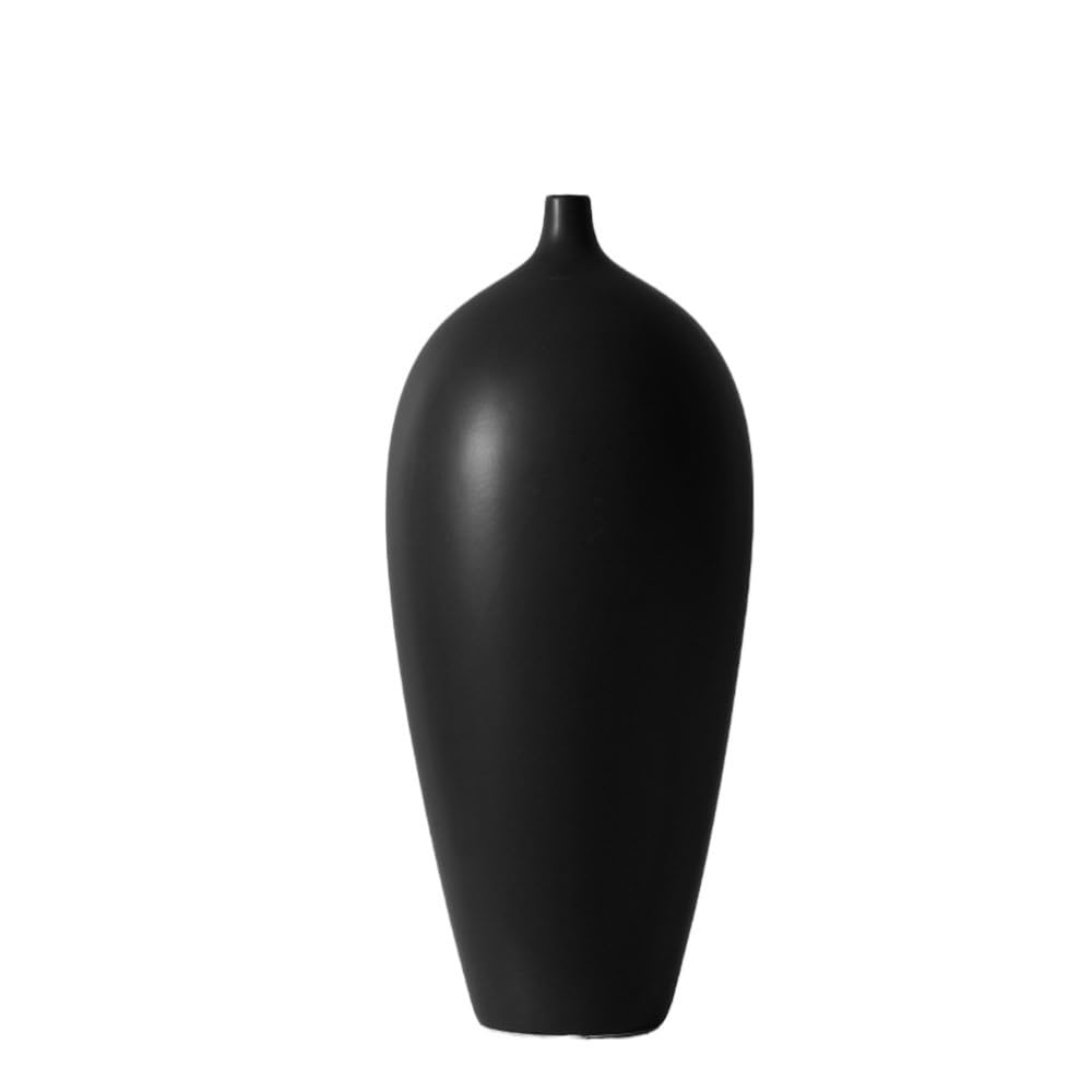 Ceramic Black And White Dried Flowers/hydroponic Vase Arrangement Fine Mouth Living Room Table Decoration Office Decor(Black)