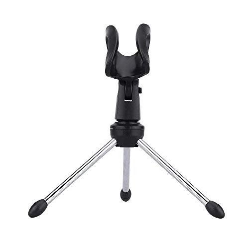 Image of Compact Tripod Microphone Stand Adjustable Foldable & Portable Holder Frameworks Mini Tripod Desktop Microphone Stand with Clip for Wired Mics and Collapsible Legs CLP-MIC-STAND-X1