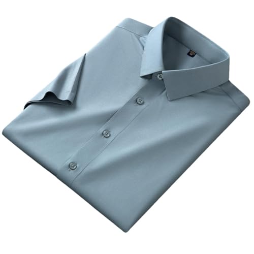Chemise infroissable homme manches courtes et col carré style business décontracté