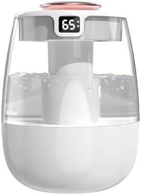 Humidifiers for Bedroom, Small Silent Top Fill Cool Mist Room Humidifier with Night Light and Digital Display Easy to Clean Humidifier for Home Living Room Office Car Dorm House Desk Plants (White)