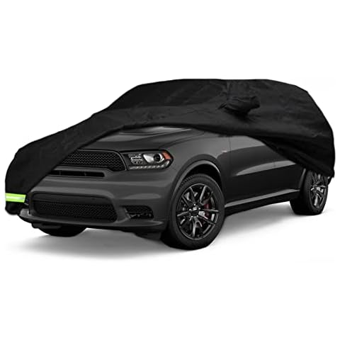 YIXIND Waterproof Car Cover for 2011-2021 2022 Dodge Durango Car Cover 190T Covers Custom Fit 100% Waterproof Windproof Strap & Double Door Zipper Up to 203” L (Black-for Dodge Durango) Cover