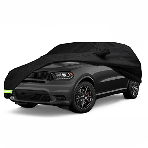 Image of Waterproof Car Cover for 2011-2026 Dodge Durango Car Cover 190T Covers Custom Fit 100% Waterproof Windproof Strap & Double Door Zipper Up to 203 inch L (Black-for Dodge Durango)