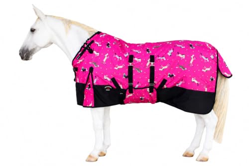 Image of CHALLENGER 60 inch Pink Prairie Horse 1200D Lightweight Turnout Horse Sheet Bellyband Waterproof Blanket 3B113