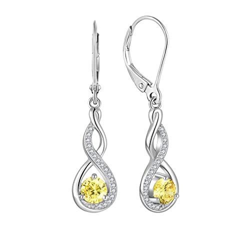 Boucles d'oreilles Infini Argent 925 Femme Pierre de Naissance Clous d'oreilles