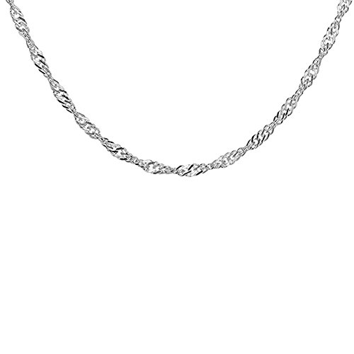 HELIOS BIJOUX Chaîne argent 925‰ Singapour 45cm + écrin (offert) + Certificat d'Authenticité Argent 925‰