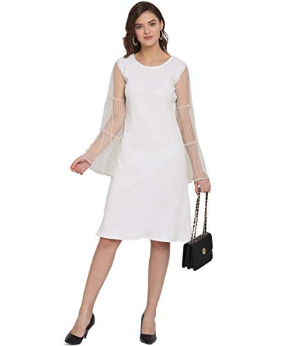 Image of OOMPH! Women's Western & Fusion wear Net A-Line Knee-Long Dress