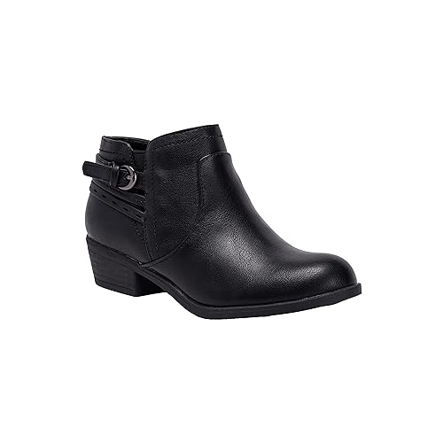 Girls Ankle Booties with Side Zipper and Decorative Buckle – Youth Sizes 11 to 5 – Stylish Low Heel Dress Boots for Kids and Preteens - RICO3