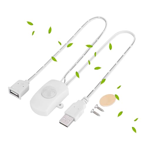 CYSFETENA Infrared Motion Sensor Switch, 2A DC 5?24V Mini USB Motion Sensor PIR Infrared Motion Sensor Detector Automatic Switch LED Strip for DIY LED Lighting Bathrooms, Basements (White)