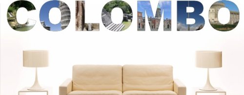 INDIGOS UGWall Sticker W1165 Multicolored Wall with Landmarks City Colombo, 60 x 8 cm