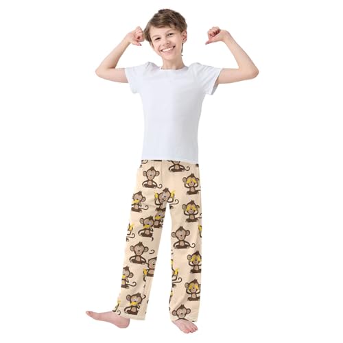 Boys' Pants Monkey Banana Cute Animal Wildlife Long Bottoms Jogger Pants Elastic Waist Trousers with Pockets S-XL2