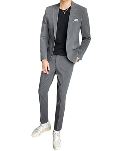 Men's Stripe Suit Two Pieces Daily Office Jacket & Pants Set Notch Lapel Tuxedos