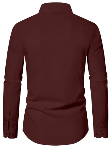 Image of AVANOVA Men's White Long Sleeve, Slim Fit Button Down Dress Shirt for Men | Casual Office Wear | Formal Business Shirts | Stylish Plain Single Breasted Shirt(Shirt 87)