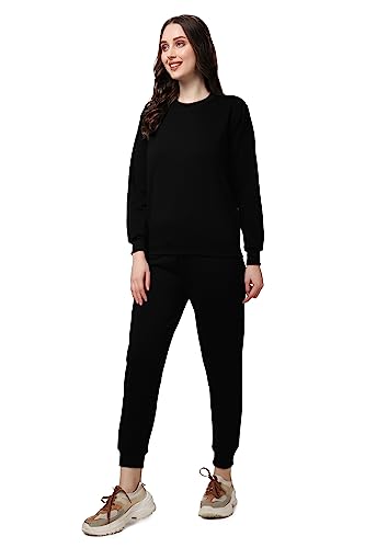 Image of Women's Full Sleeves Round Neck Winter wear Casual Fit Sweatshirt and Jogger Set Cotton Stretchable Comfort Fit and Warm for Cold Season for Everyday Winter Season Wear