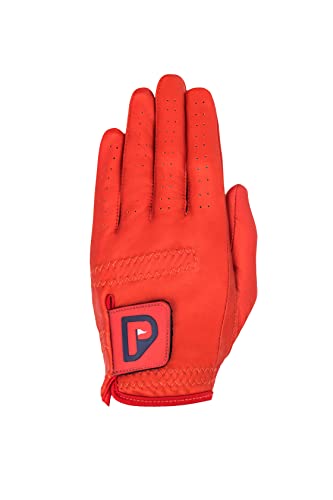 Pur3 Golf - Men’s Premium Tour Golf Glove For Right Handed And Left Handed Golfers, Cabretta Leather, Ball Marker Included, 3 Glove Multi Pack With Red, Blue And Beige Gloves (Large, Left) #TOP5
