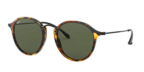 Ray-Ban Round RB 2447 1157 49mm Spotted Black Havana Frame / Green Lens, Spotted Black Havana/Green, 49 mm