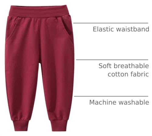 Image of HILEELANG Toddler Boy Sweatpants Kids Sport Jogger Cotton Casual Active Playwear Sweats Pants 2-Pack