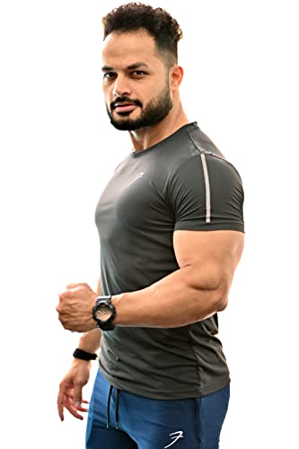 Image of Men's Solid Slim Fit Gym and Sports T-Shirt