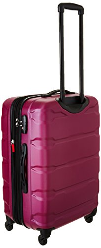 Image of Samsonite Omni PC Hardside Expandable Luggage with Spinner Wheels, Radiant Pink, Checked-Medium 24-Inch