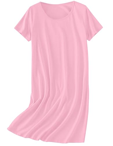 Image of Ekouaer Nightgowns for Women Cotton Sleepshirts Short Sleeve Nightshirt Tshirt Night Gown Casual Sleepdress Comfy Nightdress