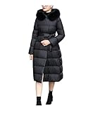 Abrigo De Plumón De Pato De Invierno Para Mujer Ligero Cálido Delgado Con Capucha Parkas Largas Sobre La Rodilla Black L