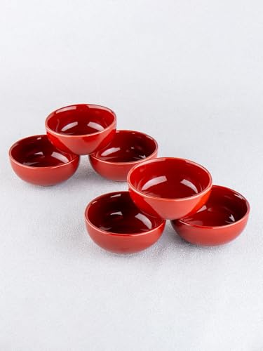 Image of BlackCarrot Ceramic Dinner Set, 21 Pcs, Red | Stoneware Series | Crockery Set for Dining Table | Dining Sets Crockery Items | Glossy Finish | Premium Ceramic (Red, 21 Pieces)
