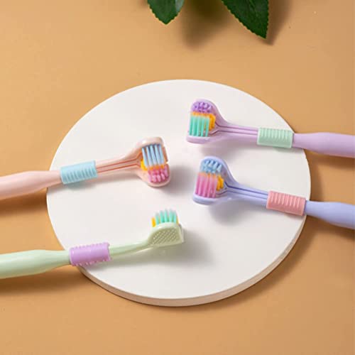 Image of 3-Sided Triple Angle Toothhugger Training Toothbrush, Ultra Soft Bristles, Toddler And Autistic Oral Care Gentle Clean Each Tooth To Completely Cover The Toothbrush (3, Manual, Brown)