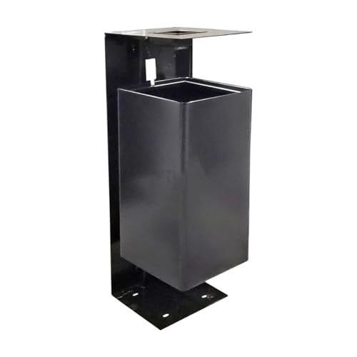 NZPOST Abfalleimer für den Außenbereich, quadratischer Mülleimer für den Außenbereich, schwarz lackierter Mülleimer mit Deckel und Aschenbecher