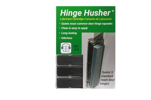 The First-of-Its-Kind Lubricant Cartridge for Squeaky Door Hinges. Mess-Free, Odorless, Sprayless & Prelubricated. Hinge Husher™ Lubricant Cartridges (3 Pack - Black)