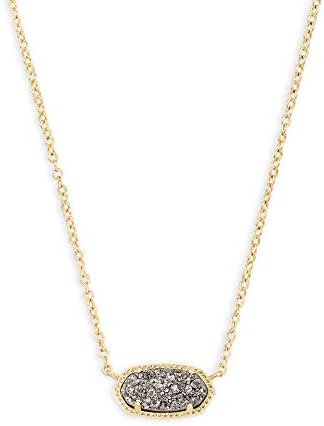 Kendra Scott Elisa Pendant Necklace for Women, Fashion Jewelry, 14k Gold-Plated, Platinum Drusy