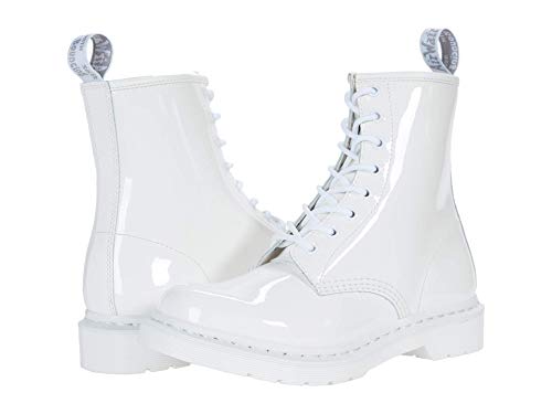 Dr. Martens Women's Lace Fashion Boot, White Patent Lamper, 6
