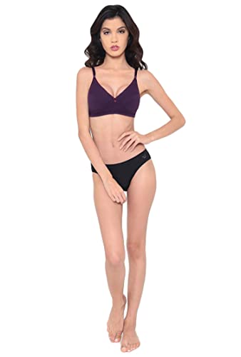 Image of Laavian Women's Wirefree Non Padded Plunge Neck Bra with Elasticated Support Band and Adjustable Shoulder Straps