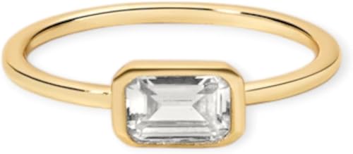 Baguette Moissanite Ring, Rectangle Bezel Set Ring, Bezel Set Engagement Rings, Emerald Cut RIng, Gift for Her, Dainty Rings, Minimalist Ring - GJH060