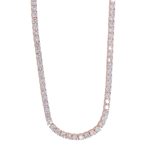 14K Gold Over S925 Necklace with Single-Row Hip-Hop Moissanite Tennis Chain – Simplicity Meets Elegance. The Beautiful Gift for Those Who Appreciate Classic Charm,Father's Day Gifts for Dad