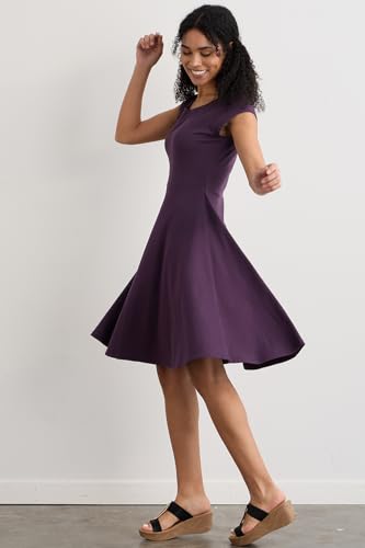 Image of Fair Indigo Women's 100% Organic Pima Cotton Ballet Neck Dress