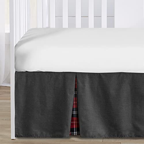 Sweet Jojo Designs Grey, Black And Red Woodland Plaid And Arrow Rustic Patch Baby Boy Crib Bedding Set 4 Pieces - Flannel Moose Gray #TOP3