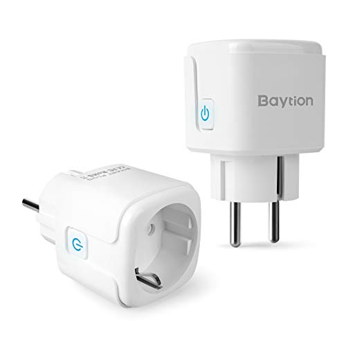 Enchufes Inteligentes, Baytion 16A Enchufe Inteligente con red Wi-Fi Trabaja con Alexa, Echo, Google Home Mini Socket Inteligente Monitoreo de Energía Remoto y Control de Voz No Requiere Hub (2 Pcs)