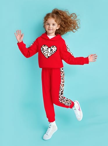Image of 2PC Girls Clothes Girl letter and Floral print Hooded Set, letter print Top +Floral print Pants Set