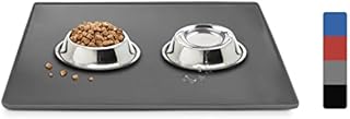 FurDreams Paw Print Pet Feeding Mat  Silicone Non-Slip Tray Mat for Dogs & Cats | Waterproof, Food Grade Rubber Material for Mess Free Eating | Perfect for Dog Bowls (Grey 60x40cm)