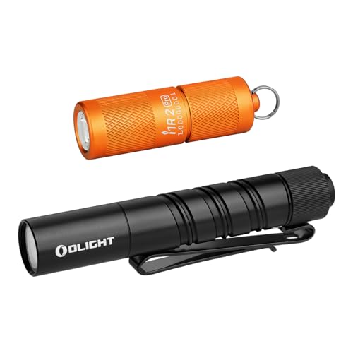 OLIGHT I1R 2 Pro Eos 180 Lumens EDC Rechargeable Keychain Flashlight Bundle I3T 2 EOS Pocket EDC Flashlight, 200 Lumens Compact Bright Handheld Flash Lights
