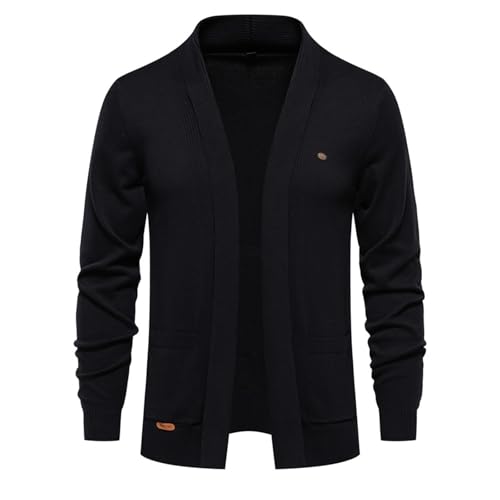 Men's Fashion Modern Cardigan Sweater Casual Long Sleeve Open-Front Sweaters Slim Fit Ribbed Knitted Cardigans with Pockets